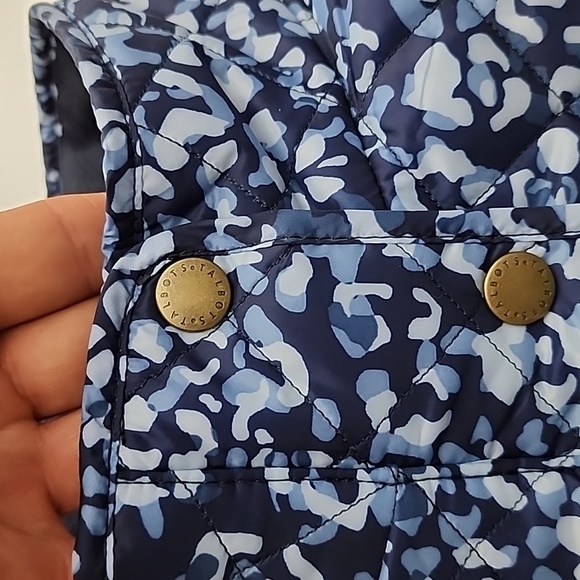 NWT Talbots Quilted Blue Abstract Leopard Diamond Print Vest Size Large Petites - Picture 11 of 16